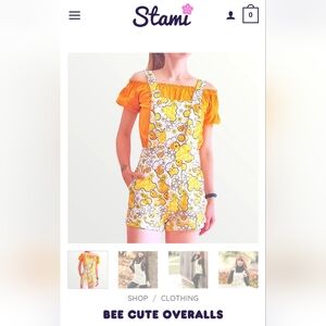 Orange and White Floral Overalls